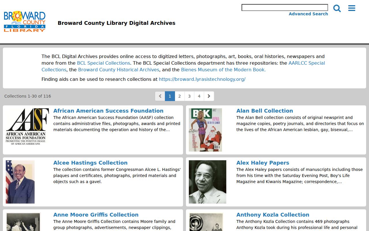 Broward Digital Archives gateway for Parkland historical directory context