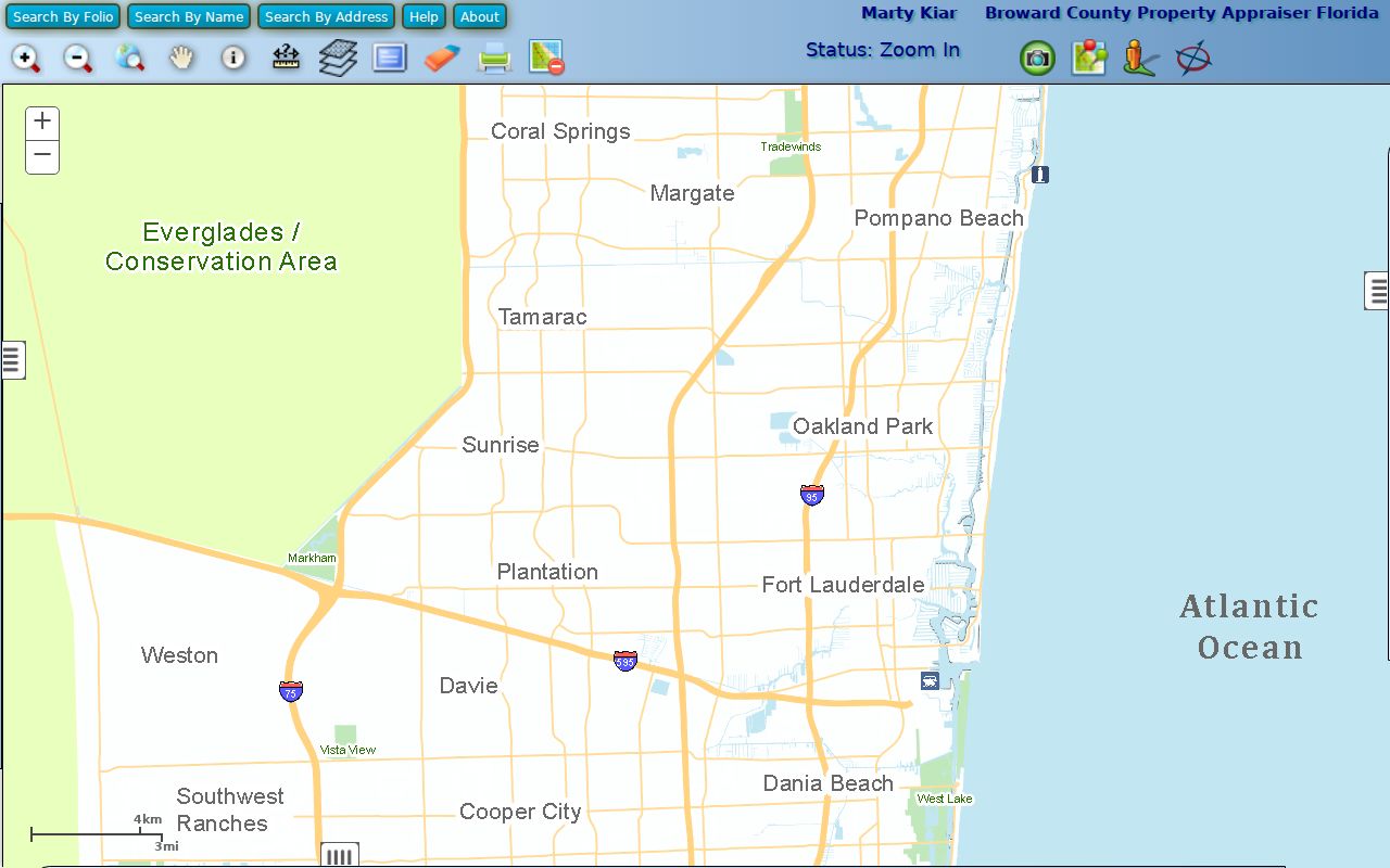 Broward County Property Appraiser parcel map used for a Parkland street directory search